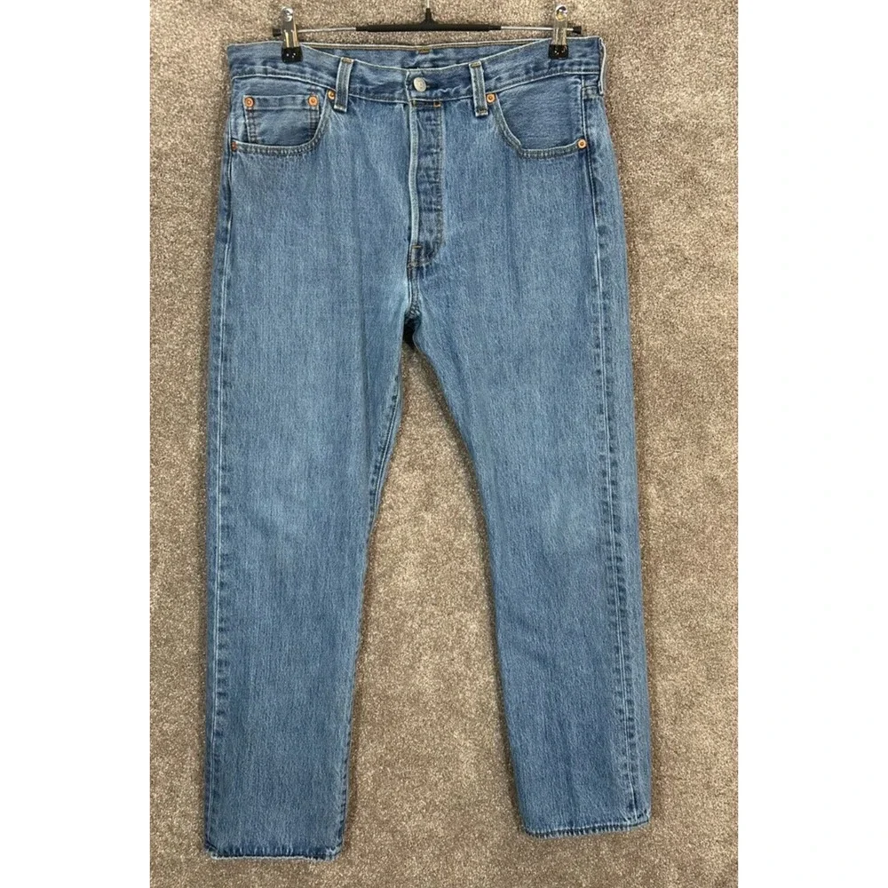 Levis 501 Jeans Mens 34X32‎ Blue Measures 33X31 Button Fly Straight Leg Medium